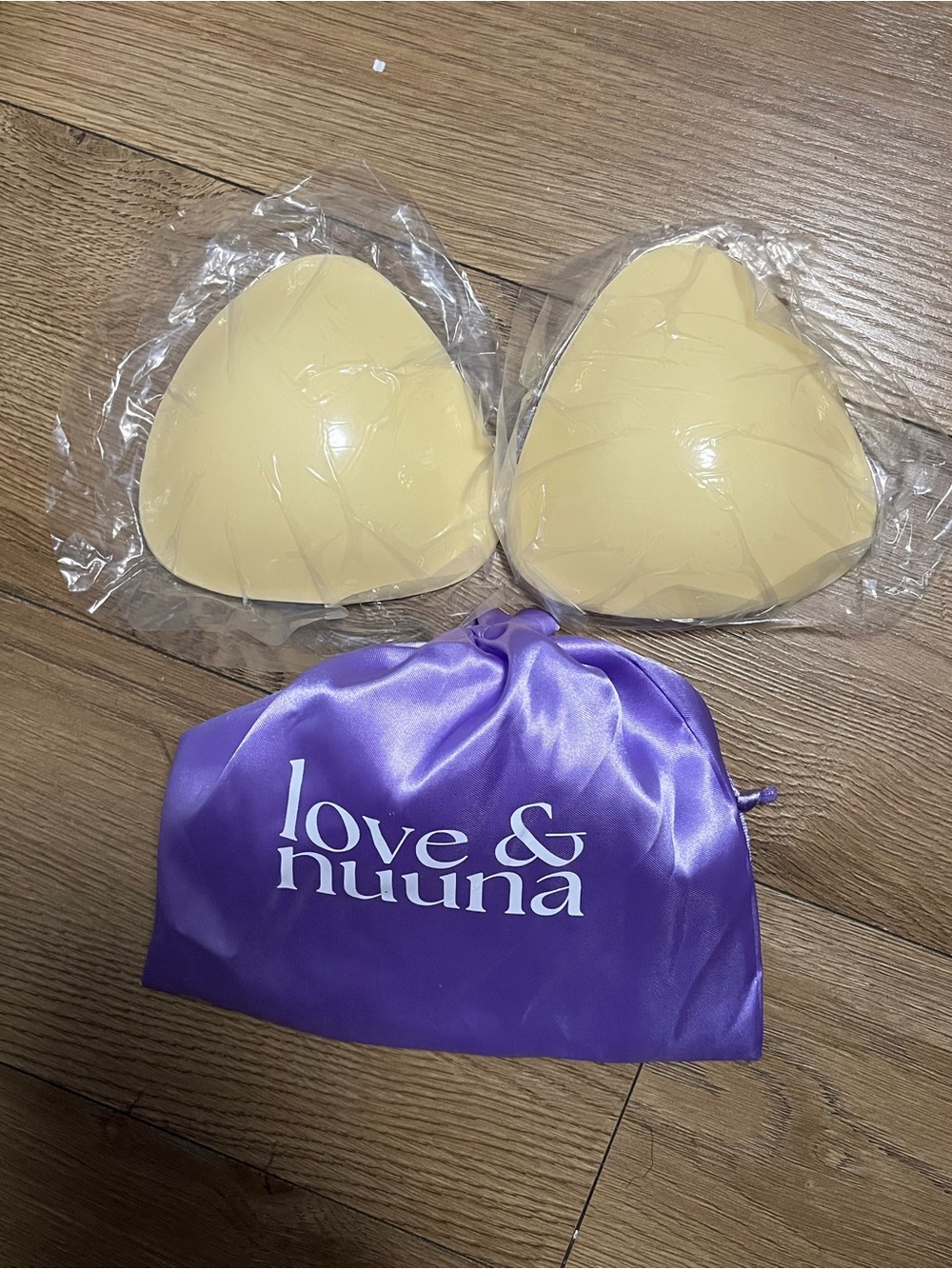 Love & Nuuna Silicone Bra Inserts with Purple Drawstring Bag
